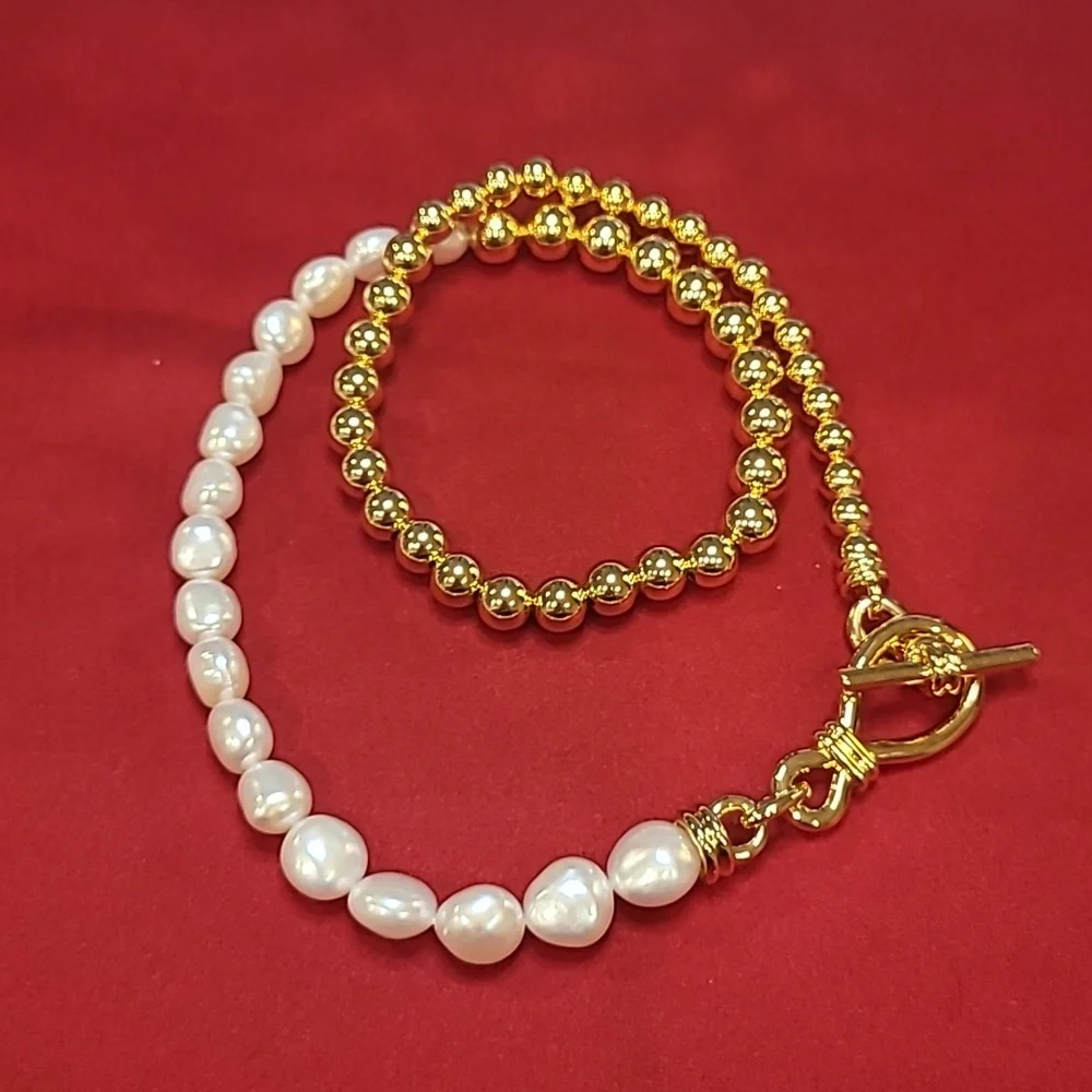 Missoma Baroque Pearl Beaded T-Bar Necklace New - Picture 4 of 4